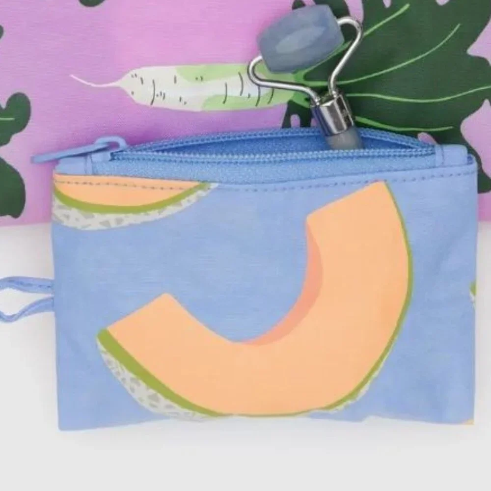 NWOT Baggu Flat Pouch Small - Cantaloupe Blue (Japanese Produce) - Picture 2 of 5